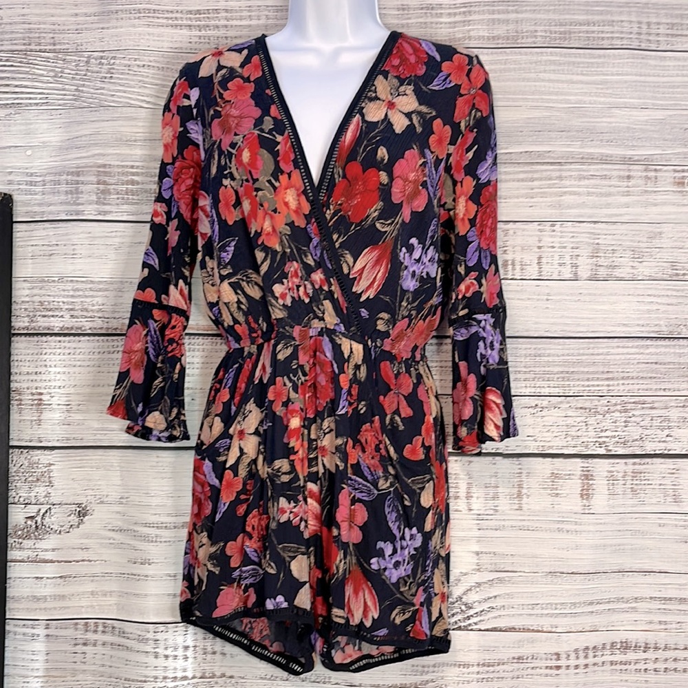 Black Floral Romper | Small
